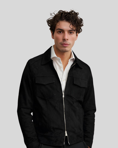 Alexander Black Suede Leather Jacket with Double Front Pocket 2