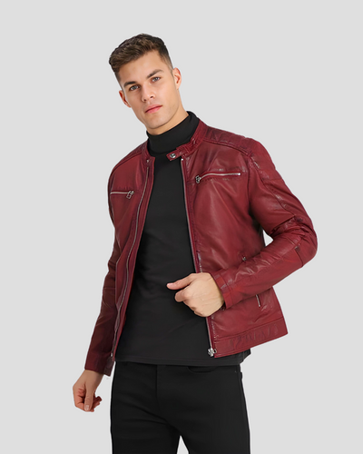 Ben Red Biker Leather Jacket 1