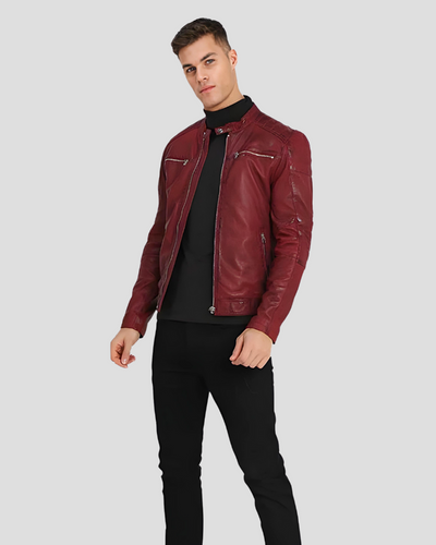 Ben Red Biker Leather Jacket 2