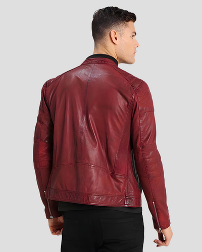 Ben Red Biker Leather Jacket 3
