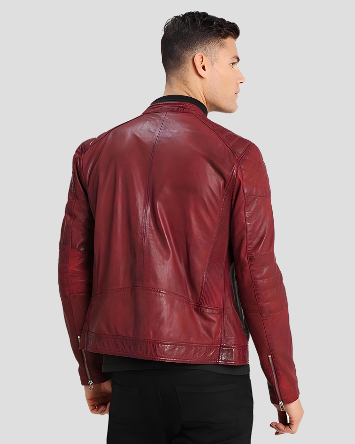 Ben Red Biker Leather Jacket 1