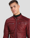 Ben Red Biker Leather Jacket 4