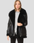 Catalina Black Biker Shearling Leather Jacket front view