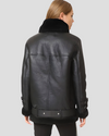 Catalina Black Biker Shearling Leather Jacket 2