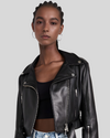 Chic Urbanite Cropped Black Leather Moto Jacket