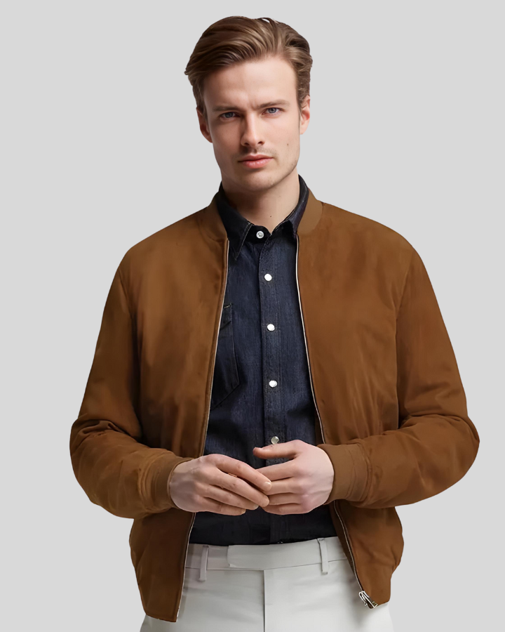 Mens suede blouson jacket best sale