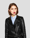 Elise Black Biker Leather Jacket 4