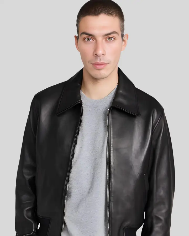 Mens Ethan Classic Leather Bomber Jacket NYC Leather Jackets