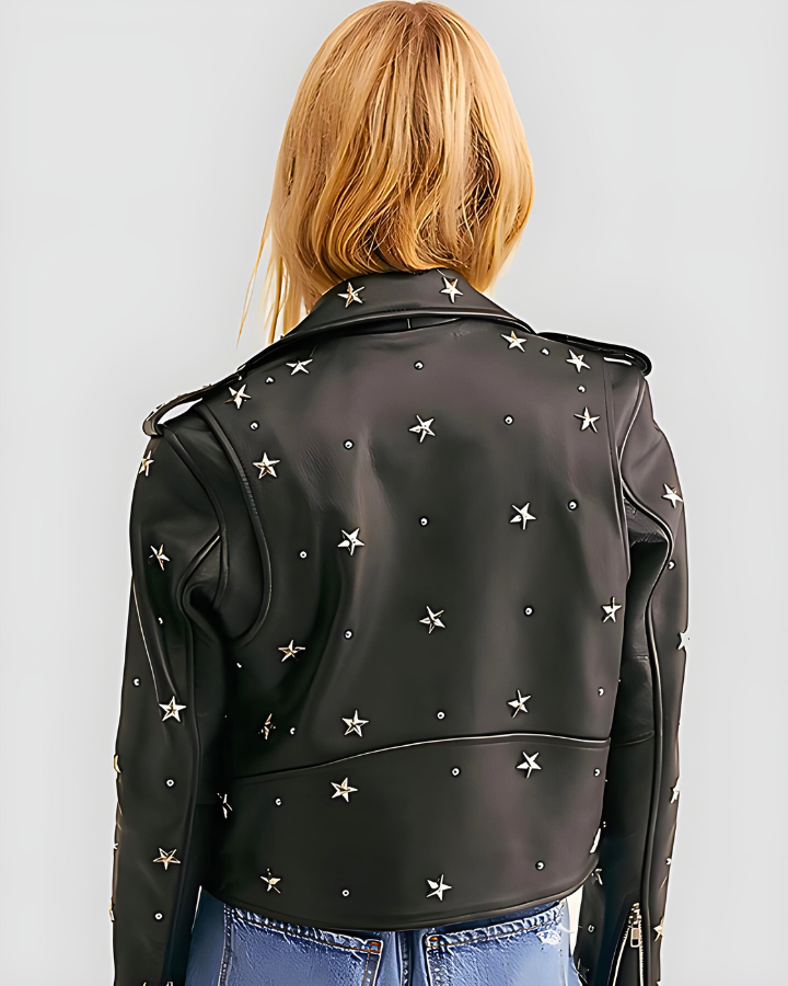 Eva Black Studded Leather Jacket 1