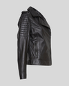 Side view of Raven Black Quilted Biker Leather Jacket