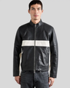 Luca Black & White Contrast Leather Racer Jacket