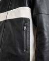 Close-up of Luca leather racer jacket zipper detail