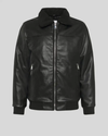 Jett Black Bomber Leather Jacket isolated