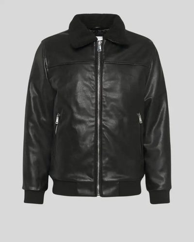 Jett Black Bomber Leather Jacket