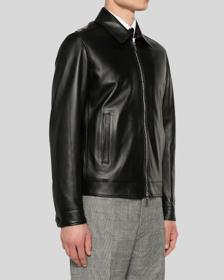 Jackson Black Slim Fit Leather Racer Jacket