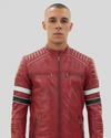 Wyatt Red Quilted Leather Racer Jacket