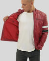 Wyatt Red Quilted Leather Racer Jacket