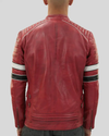 Wyatt Red Quilted Leather Racer Jacket