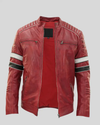 Wyatt Red Quilted Leather Racer Jacket