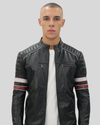 Wyatt Black Quilted Leather Racer Jacket