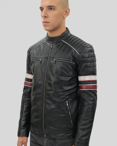 Wyatt Black Quilted Leather Racer Jacket