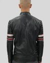 Back view of Wyatt Black Quilted Leather Racer Jacket