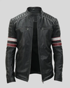 Wyatt Black Quilted Leather Racer Jacket