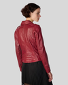 Aria Red Motorcycle Leather Jacket, back view