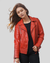 Aurora Red Biker Leather Jacket