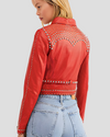 Fiadh Red Studded Leather Jacket 2