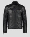 Greg Black Leather Racer Jacket 5