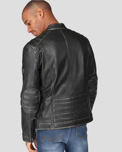 Lucas Black Motorcycle Leather Jacket 1