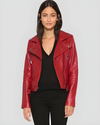 Mavis Red Biker Leather Jacket 1