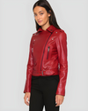 Mavis Red Biker Leather Jacket 3