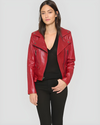 Mavis Red Biker Leather Jacket 4