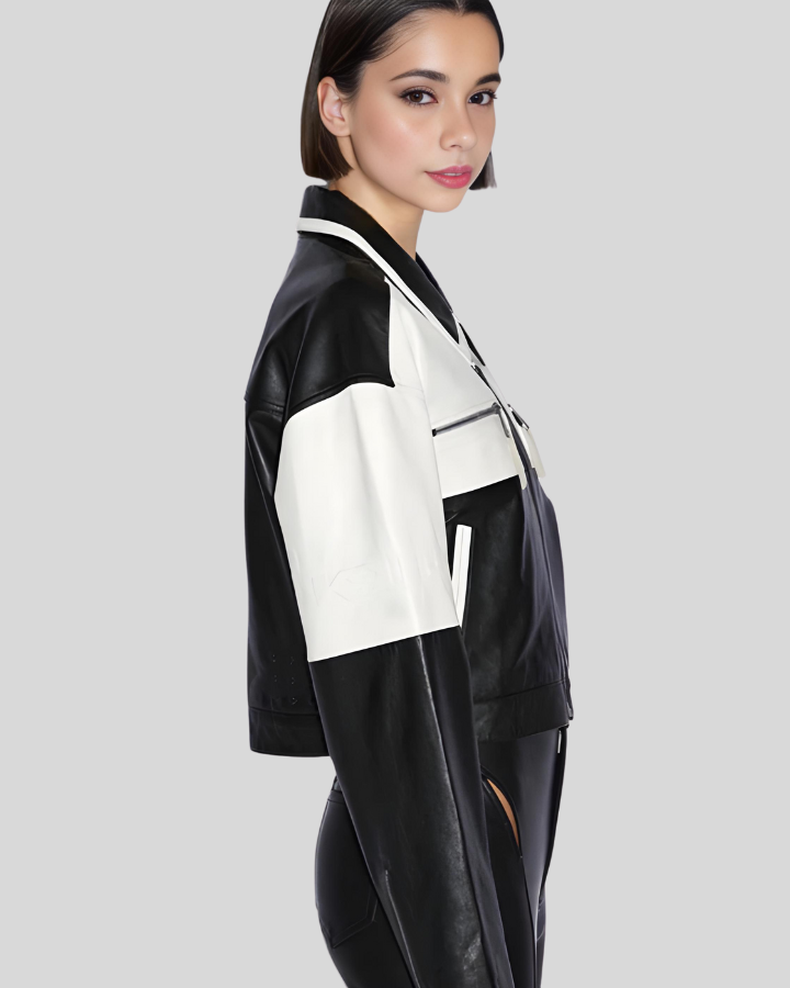 Monochrome Moto Leather Biker Jacket 1