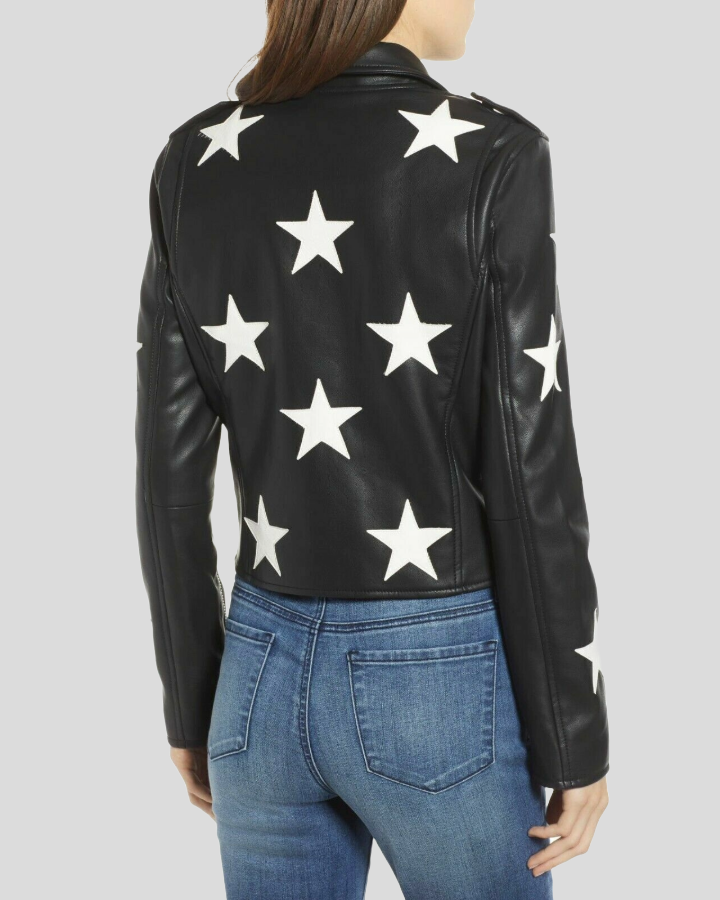 Midnight Allure Leather Star-Embellished Jacket