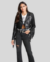 Rebel Fringe Black Leather Moto Leather Jacket 4