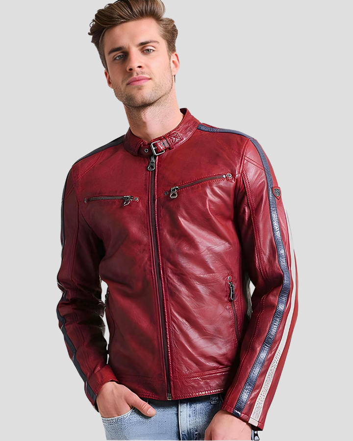 Buy red leather jacket best sale