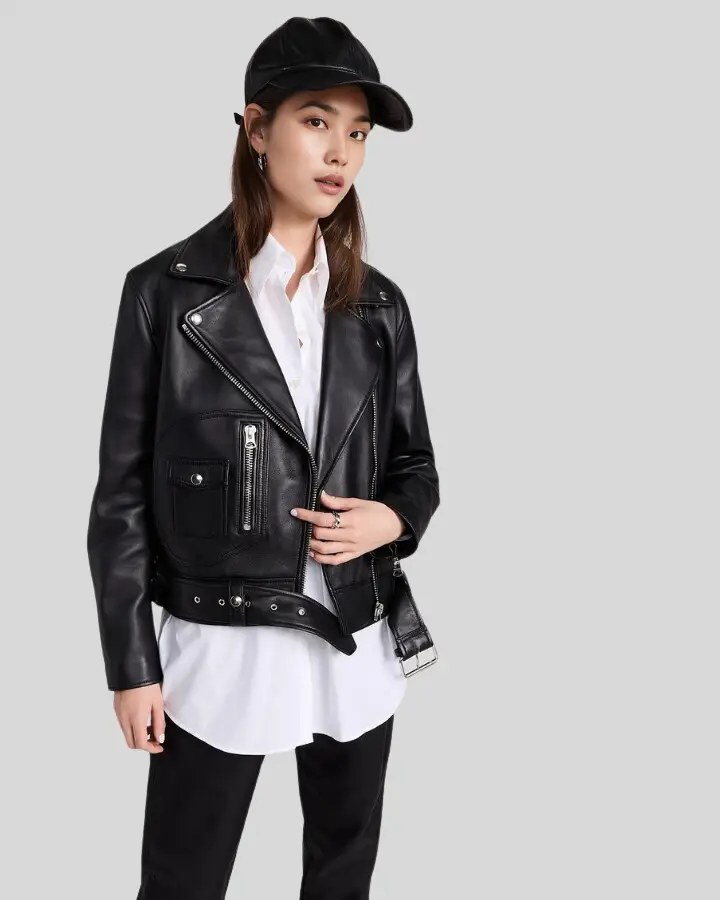 Vera Black Biker Leather Jacket