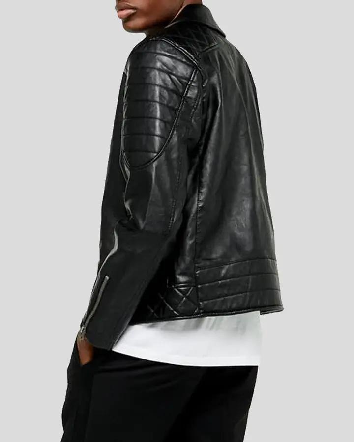 Alpha Black Biker Quilted Leather Jacket 1