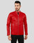 Declan Red Racer Leather Jacket front view