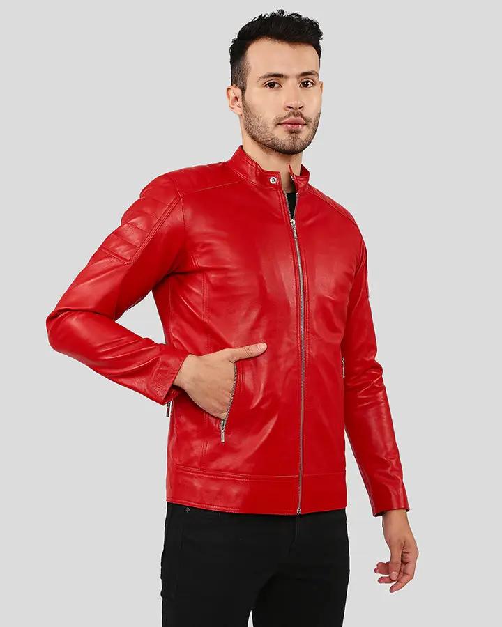 Declan Red Racer Leather Jacket