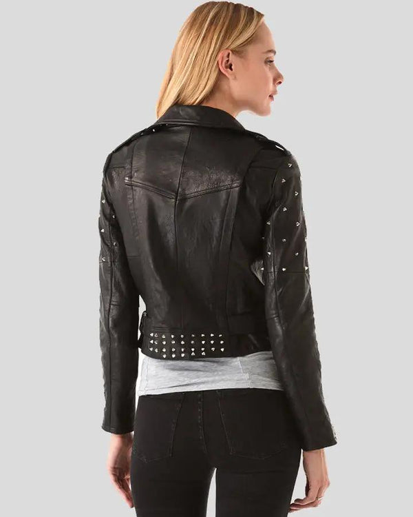 Eva Black Studded Leather Jacket