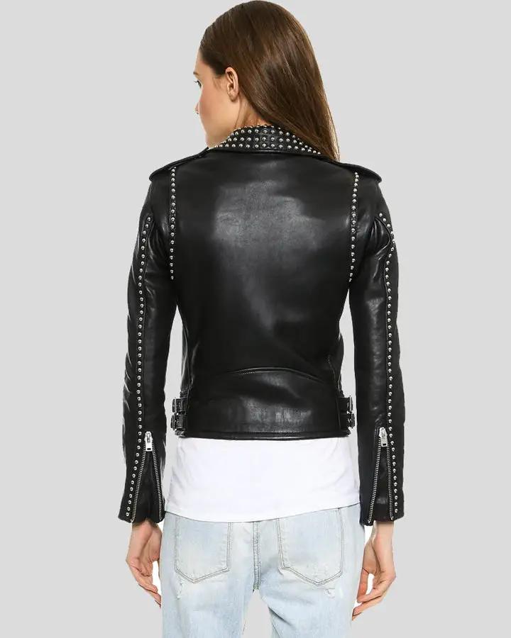 Kimora Black Studded Leather Jacket