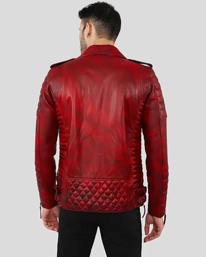 Burke Distressed Red Motorcycle Leather Jacket