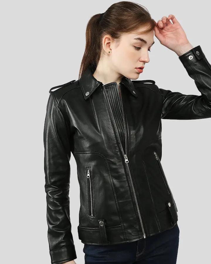 NYCLeatherJackets Women's Jasmine Studded Leather Jacket