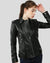 Charmaine black leather jacket with zipper closure