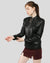 Calista Black Racer Leather Jacket, side view