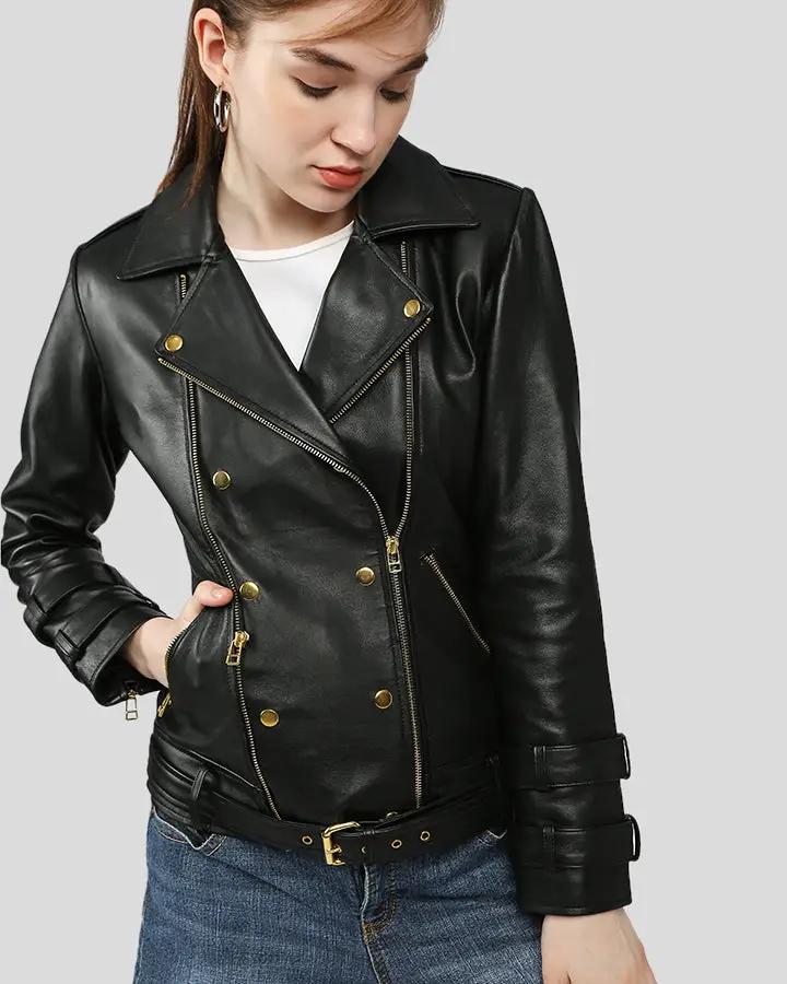 Women Layla White Fringe Biker Leather Jacket - Women's Biker Leather Jackets - 100% Real Lambskin - NYCLeatherJackets